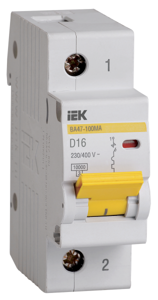 Выключатель автоматический ВА МОД ВА47-100МА без теплового расцепителя 1П 16А 10кА D IEK