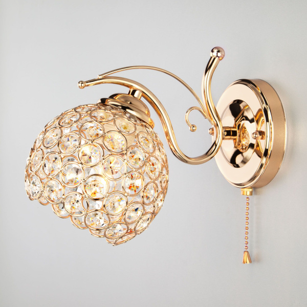 Бра со стеклянным плафоном 1*E27 60Вт золотой IP20 Mirage (7777/1 золото) Eurosvet Бра со стеклянным плафоном 1*E27 60Вт золотой IP20 Mirage (7777/1 золото) Eurosvet