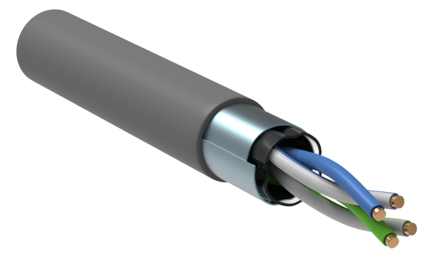 ITK Витая пара F/UTP кат.5E 2х2х24AWG solid LSZH нг(А)-HF серый (500м)