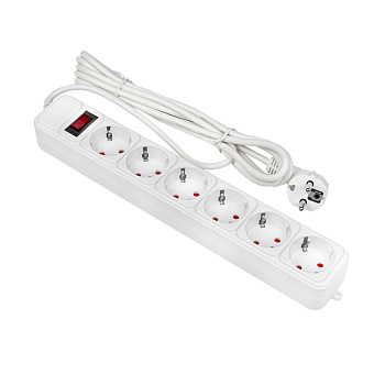 Сетевой фильтр 6*3м 10А/2,2 кВт с выкл, c/з ПВС 3х0,75 Блокбастер PROxima EKF