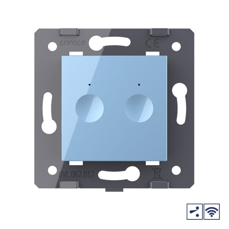 Двухклавишный проходной сенсорный выключатель Module с радиоупр., цвет синий (механизм) Livolo