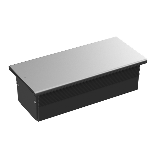 Donel Настольный встраиваемый розеточный блок, сдвижная крышка, 6 мод. (3 мод. 45х45), серебро