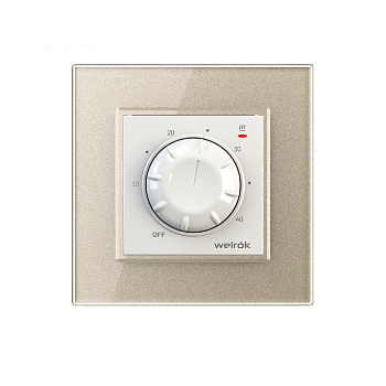 Терморегулятор Welrok RTP для рамки LIVOLO с механическим управлением, датчик пола 3 м, цвет белый с рамкой шампань