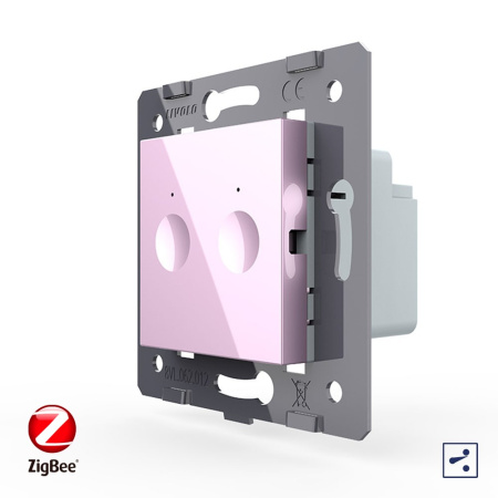 Двухклавишный проходной сенсорный выключатель ZigBee Module, цвет розовый (механизм) Livolo
