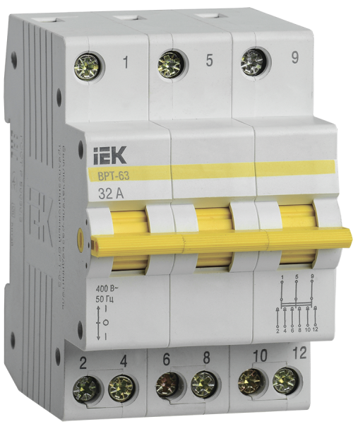 Выключатель-разъединитель трехпозиционный ВРТ-63 3P 32А IEK