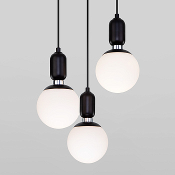 Подвесной светильник со стеклянными плафонами 3*E27 60Вт черный IP20 Bubble (50151/3 черный) Eurosvet