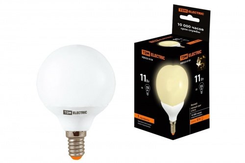 Лампа энергосберегающая КЛЛ-G55-11 Вт-2700 К–Е14 TDM фото 2