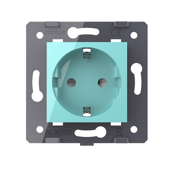Розетка электрическая с заземлением защитными шторками 16A, цвет зеленый (механизм) Livolo Розетка электрическая с заземлением защитными шторками 16A, цвет зеленый (механизм) Livolo