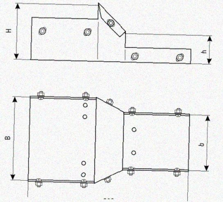 Лоток переходной замковый ЛПЗ 100х100-50х50 УТ1,5, горячее цинкование, S1,5