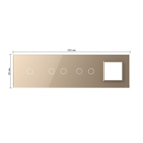 Панель для 3-х сенсорных выключателей и розетки, 5 клавиш (1+2+2), цвет золотой, стекло Livolo фото 2