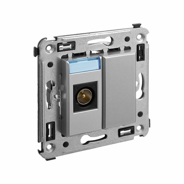 Розетка TV одиночная в стену, "Avanti", "Закаленная сталь" DKC Розетка TV одиночная в стену, "Avanti", "Закаленная сталь" DKC