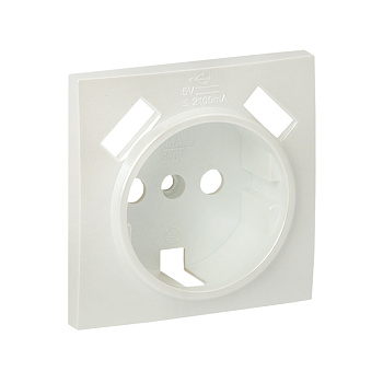 Валенсия Лицевая панель розетки 1-местной с/з 16А жемчуг с защ, штор, с 2 USB 2,1А EKF