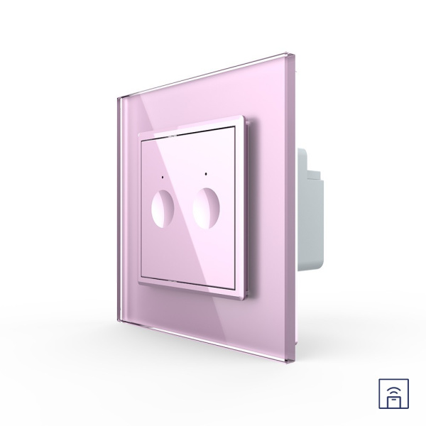 Двухклавишный сенсорный выключатель Module с функцией радиоуправления, цвет розовый Livolo