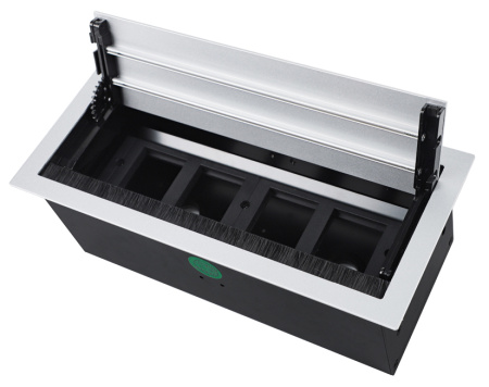 Donel Настольный встраиваемый розеточный блок с откидной крышкой 8 мод. (4 мод. 45х45), алюминий