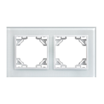 Минск Рамка 2-местная стеклянная белая EKF