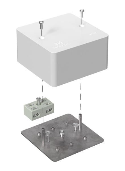 Коробка огнестойкая разветвительная для кабель-канала 40-0460-FR6.0-4-2-Р Е15-Е60 85х85х45 RAL9003 Промрукав (44 шт/уп)