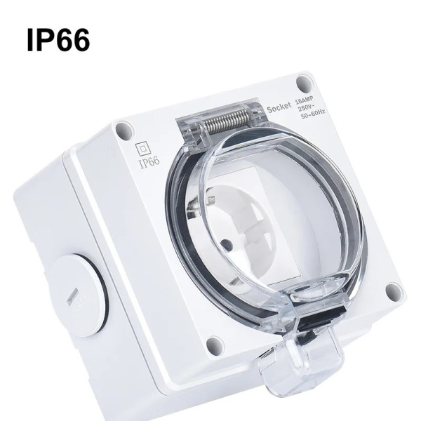 Donel Розетка 2-я с з/к. и шт., открытой установки, серый, IP66, серия (тип) DIP66 Donel Розетка 2-я с з/к. и шт., открытой установки, серый, IP66, серия (тип) DIP66