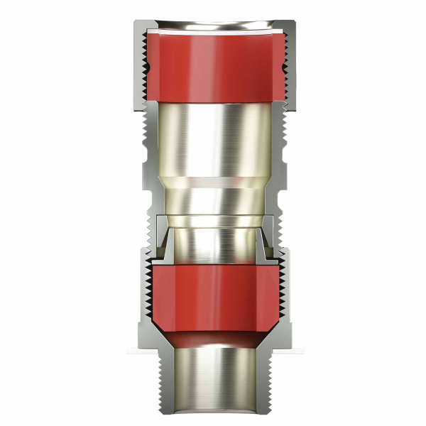 Взрывозащищенный кабельный ввод серии КА для бронированного кабеляМ20х1,5 d:5,8-12мм D:9-17мм. Никелированная латунь IP66/IP68 DKC