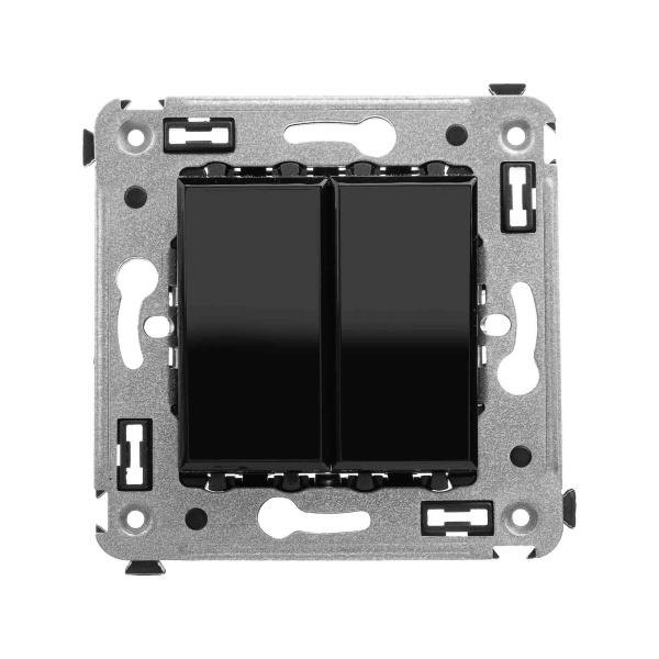 Перекрестный переключатель двухклавишный в стену, "Avanti", "Черный квадрат" DKC