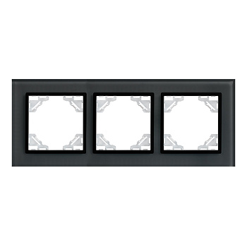 Минск Рамка 3-местная стеклянная черная EKF