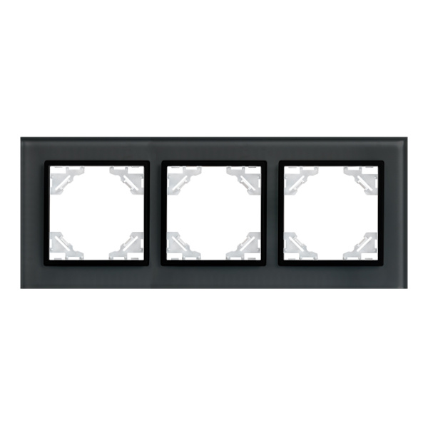 Минск Рамка 3-местная стеклянная черная EKF