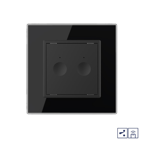 Двухклавишный проходной сенсорный выключатель Module с функцией радиоуправления, цвет черный Livolo