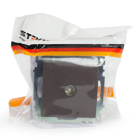 Розетка телевизионная 1-местная (механизм), STEKKER GLS00-7108-05, 75 Ом, 5-862МГц, серия Катрин, черный B