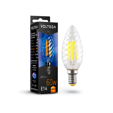 Лампа св/д E14 6Вт 2800K Прозрачный Candle corn 6W 7027 Voltega