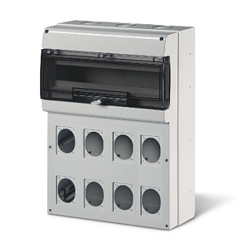 Корпус на 24 модуля и 8 постов с основанием 70х87 мм. Тип M550 DKC