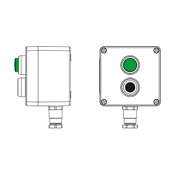 Взрывозащ. пост упр. из полиэстера CPE-P-03-(1xP1B(11)-1xLG(250))-1xKH2MHK(C)1Ex d e IIC Т5 Gb / Ex tb IIIC T95°C Db IP66 / КЗ DKC
