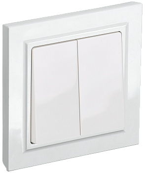 BRITE Выключатель 2-клавишный 10А в сборе ВСР10-2-0-БрБ белый IEK