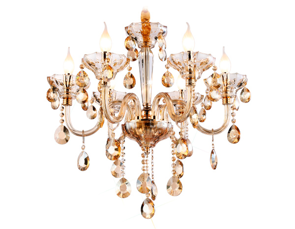 Подвесная люстра с хрусталем TR4901/6 GD/TI золото/янтарь E14/6 max 40W D663*598 Ambrella Light