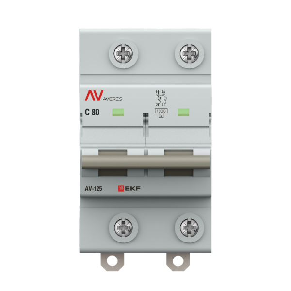 Выключатель автоматический ВА МОД AV-125 2П 80A C 10кА AVERES EKF