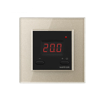 Терморегулятор Welrok ST для рамки LIVOLO с электронным управлением, датчик пола 3 м, цвет черный с рамкой шампань