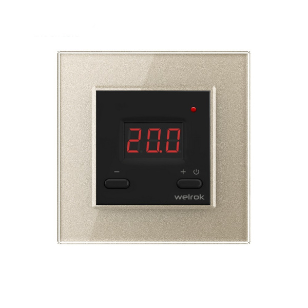 Терморегулятор Welrok ST для рамки LIVOLO с электронным управлением, датчик пола 3 м, цвет черный с рамкой шампань