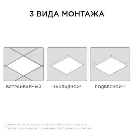 42-005 Светодиодная панель 36Вт, 2800Лм, 4000К, 595х595х30мм APEYRON