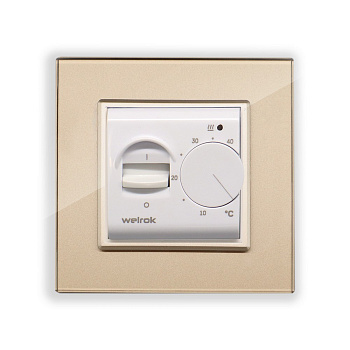 Терморегулятор Welrok MEX для рамки LIVOLO с механическим управлением, датчик пола 3 м, цвет белый с золотой рамкой