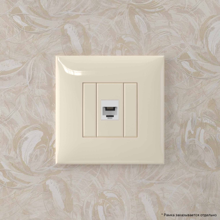 Телефонная розетка RJ-12 без шторки в стену одинарная, "Avanti", "Ванильная дымка" DKC