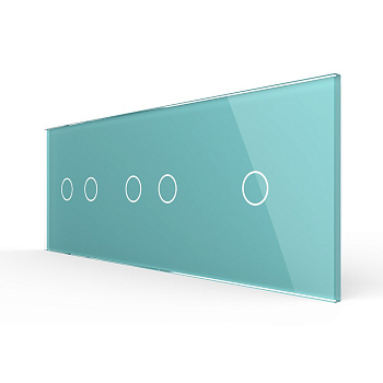 Панель для трех сенсорных выключателей, 5 клавиш (2+2+1), цвет зеленый, стекло Livolo