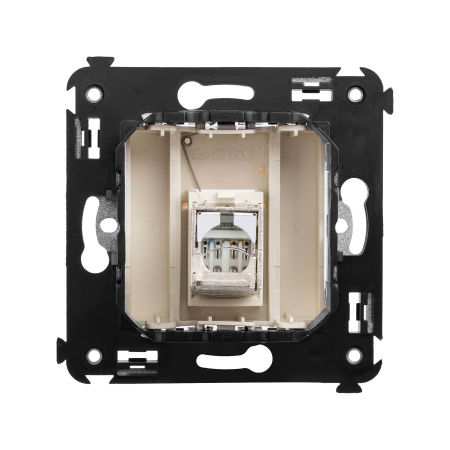 Компьютерная розетка RJ-45 в стену, кат.6 одинарная экранированная, "Avanti","Ванильная дымка" DKC