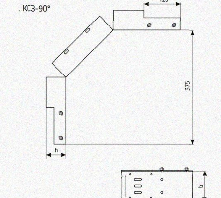 Лоток замковый перфорированный КСЗ 100х100-90 УТ1,5 для поворота трассы вниз на 90, оцинкованный лист, S1,2