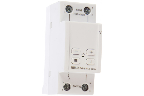 Реле напряжения 2 мод.63А на DIN-рейку 1 ф.230V красный RBUZ