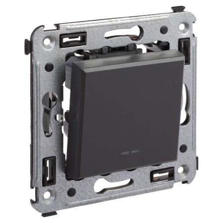 Переключатель одноклавишный в стену, "Avanti", "Черный матовый" DKC