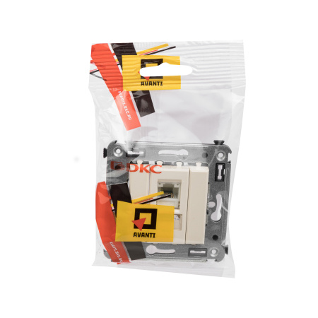 Компьютерная розетка RJ-45 в стену, кат.5e одинарная, "Avanti","Ванильная дымка" DKC