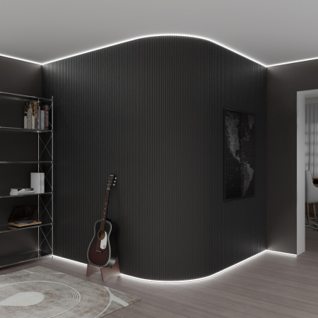 08-35-Ч Профиль алюминиевый для светодиодной ленты, анод., П-образный, гибкий, накладной, черный, 15х5,6мм, 2м, шир. ленты до 10мм, индивид. упаковка 