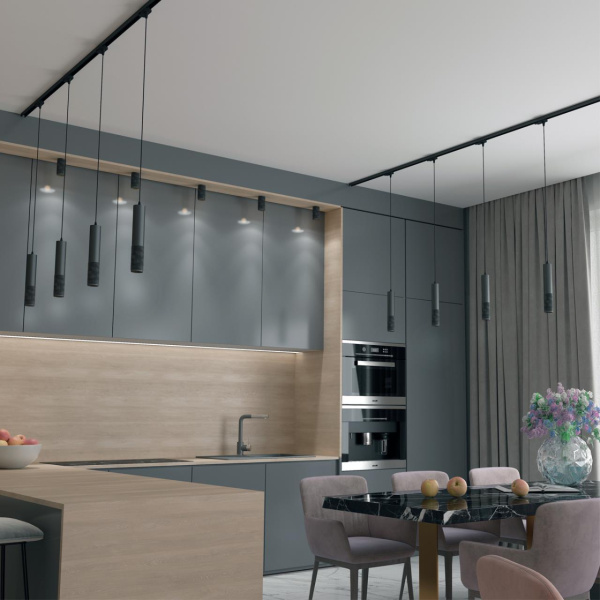 Трехфазный трековый св/д cветильник,провод 1м IP20 LED 4000K 12W 220V черный MAIS LED NOVOTECH