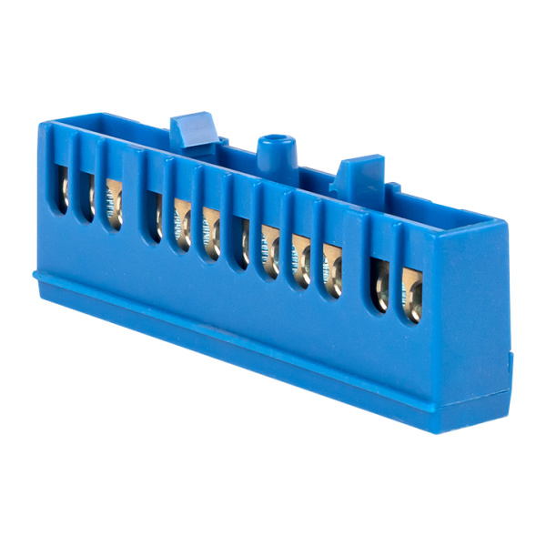 Шина "0" N (6х9мм) 12 отверстий латунь синий изолированный корпус на DIN-рейку PROxima EKF