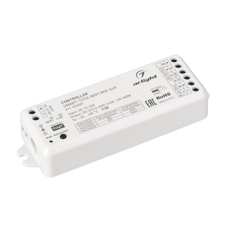 Контроллер SMART-TUYA-WIFI-MIX-SUF (12-36V,2x5A, 2.4G) (IP20 Пластик, 5 лет) Arlight