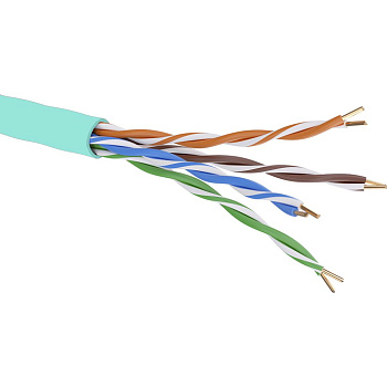 Кабель витая пара кат. 6A неэкранированный, U/UTP, 4 пары, нг(А)-LS,цвет внешней оболочки аква, катушка 500 м DKC