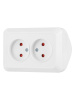 Розетка угловая двойная 2П открытой установки с з/ш IP20 250В 10А белая "Ладога" TDM